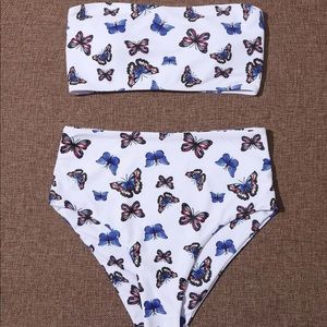 NWT Butterfly Print Bandeau Bikini Swimsuit
